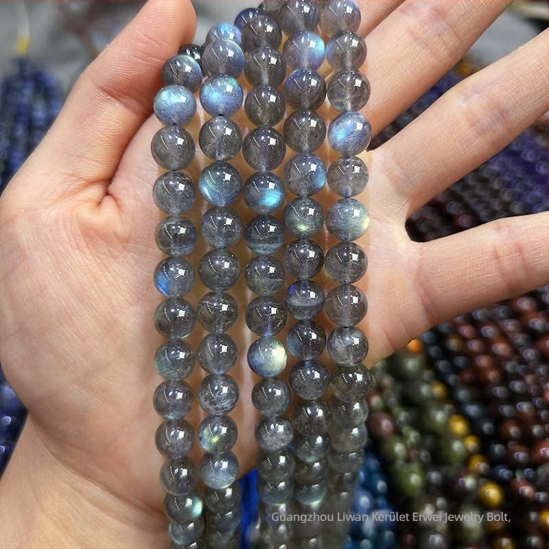 Szürke holdkő gyöngyök DIY ékszerekhez, 8 mm, kerek, fényes