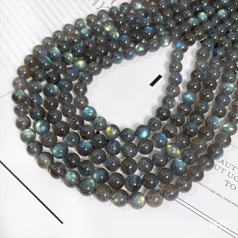 Szürke holdkő gyöngyök DIY ékszerekhez, 8 mm, kerek, fényes