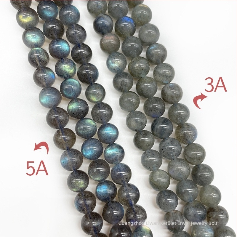 Szürke holdkő gyöngyök DIY ékszerekhez, 8 mm, kerek, fényes