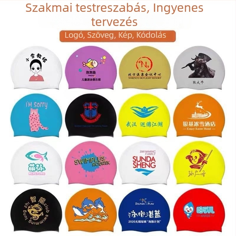 Szilikon úszósapka – Reklámlogóval, felnőtteknek, alkalmas úszásra és vízben történő sétálásra
