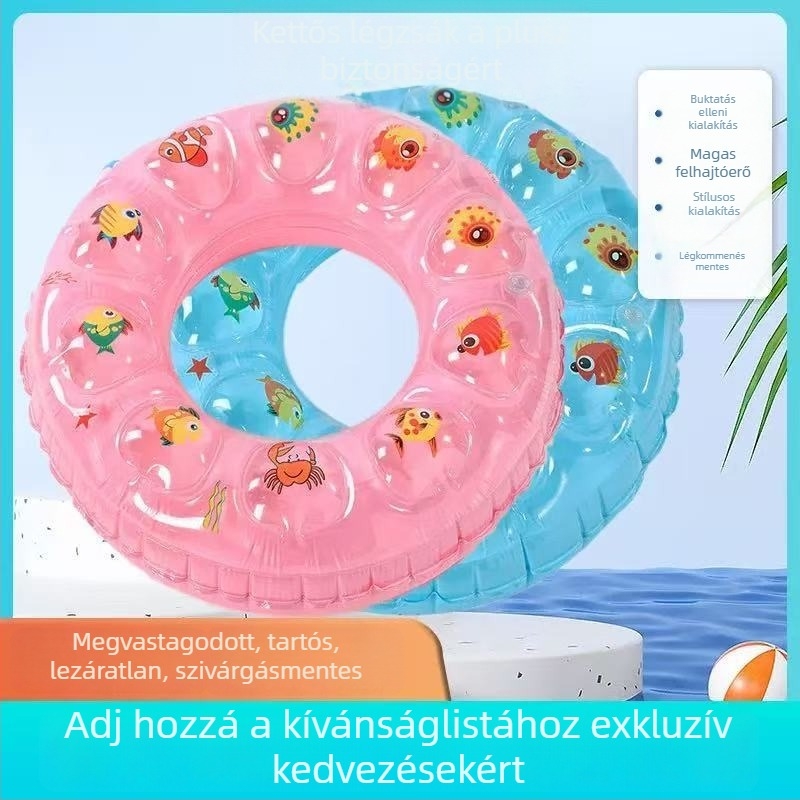 Úszógumi, dupla rétegű kristályos kialakítás hónaljhoz, 15 mm vastag PVC, gyerekeknek