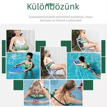 Kamufláž mintás félkör alakú felfújható úszógyűrű, vastított, hordozható, felnőtteknek, többfunkciós