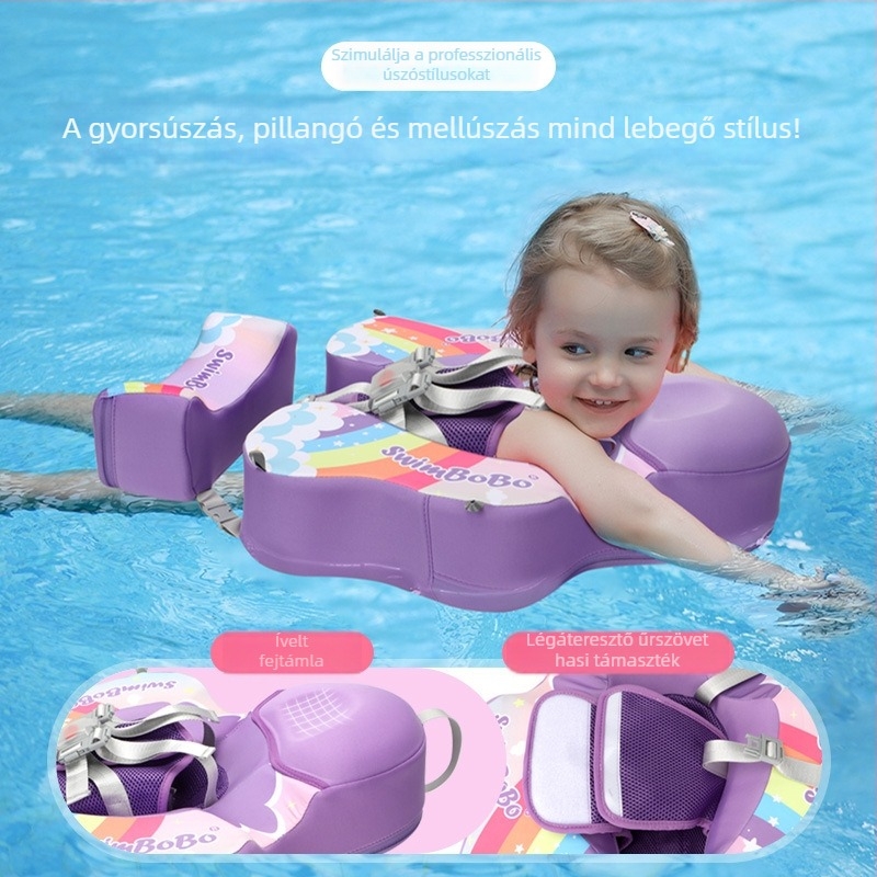 SWIMBOBO Csecsemő- és kisgyermekek számára nem felfújható úszógyűrű ötpontos övvel és puha textilzsebbel a támogatáshoz