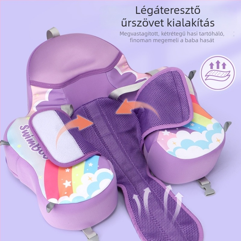 SWIMBOBO Csecsemő- és kisgyermekek számára nem felfújható úszógyűrű ötpontos övvel és puha textilzsebbel a támogatáshoz