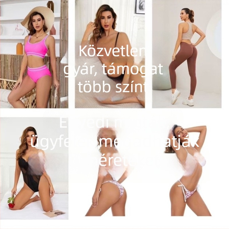 Háromrészes fürdőruha OEM/ODM testreszabással, nylonanyagú, poliészter bélésű, melltartóbetéttel és fémes tartó nélküli