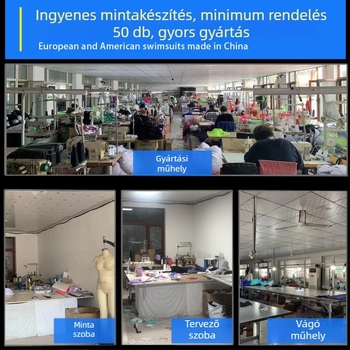 Shark Női bikini szett – Kis virágos mintázat, háromszög kosarak csipkés részletekkel, párnázott melltartó, pántok nélkül, poliészter