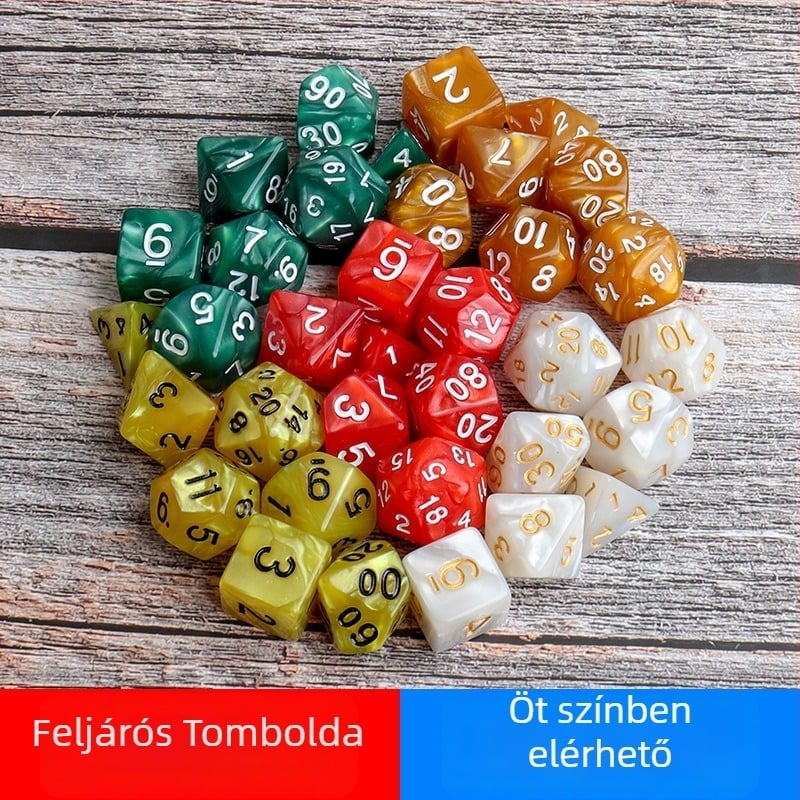 Kthulhu RPG dobókocka készlet – akril dobókockák, húszoldalú, derékszögű dizájn, 7 darabos készlet, modell A-0241