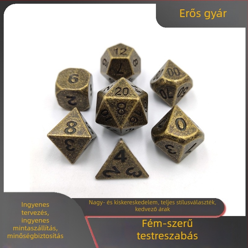 Retro stílusú fém dobókockák, cink ötvözet, 20 oldalú
