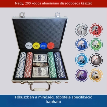 200 darabos Baccarat, Mahjong, Texas Hold’em és domino játékchip készlet – átlátszó kristálychippek piros és zöld színben