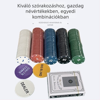 Yusen poker chip készlet — PS anyag, 8 darab, sakk és kártyajátékokhoz.