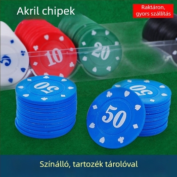 Kaszinó chipsek - ABS anyag, 100 db dobozban, 20 db tekercsenként, többkamrás forma, mobil forma
