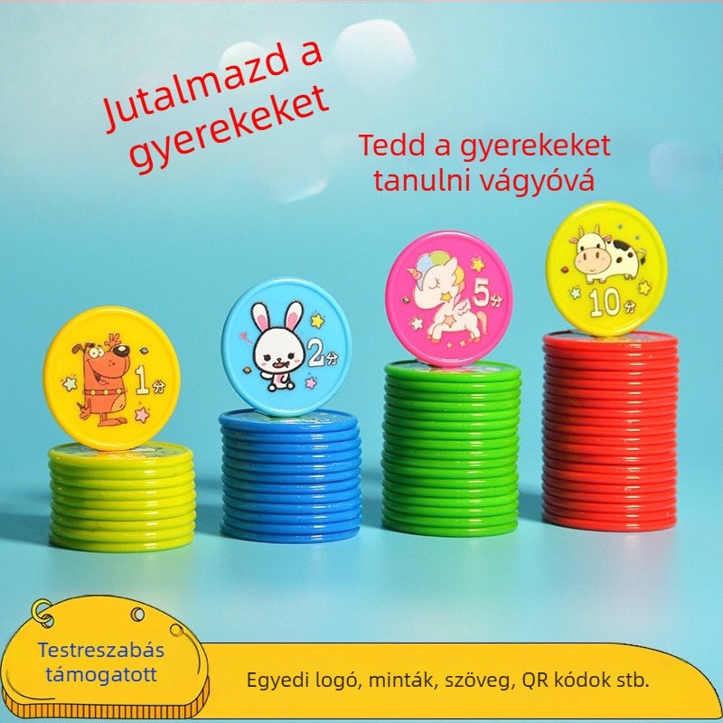 Hanmo műanyag érme gyermekek jutalmazására és oktatási játékokhoz – pontérmék óvodától általános iskoláig