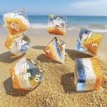 Wave Dice D4-D20 készlet (7 darab) – gyanta kockák kerek sarkokkal, sokoldalú, testreszabható