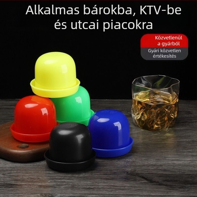 Dobókocka pohár készlet talppal, bárhoz és KTV-hez, melamin piros, vastagabb dugó