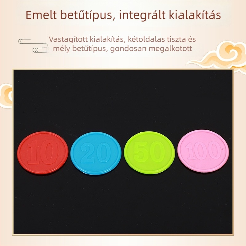 Műanyag játékchippek, dobozos készlet, 160 darab, sakk- és kártyajátékhoz, Chip Box márka, 37-denomináció