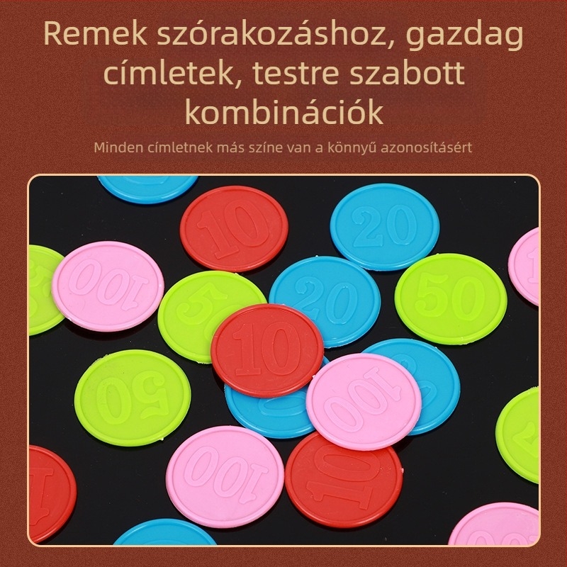 Műanyag játékchippek, dobozos készlet, 160 darab, sakk- és kártyajátékhoz, Chip Box márka, 37-denomináció