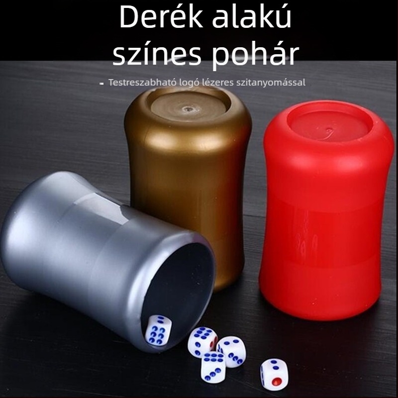 Műanyag dobókocka pohárkészlet bárhoz és KTV-hez, vastagított fogású ergonómikus kialakítás, szórakoztató kiegészítő