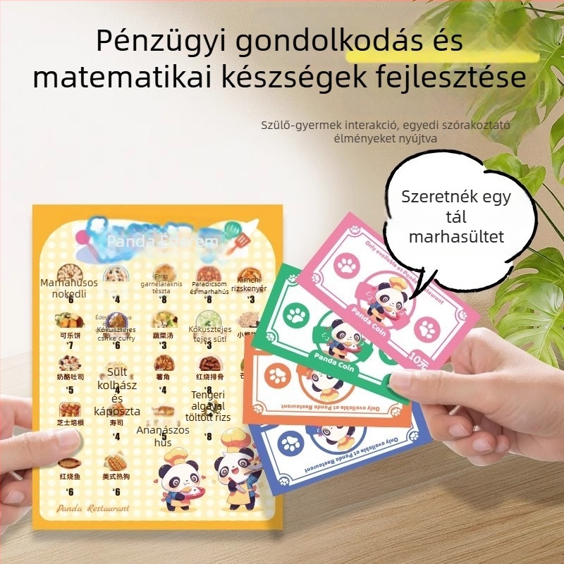Panda Restaurant kártyás társasjáték 4–6 éveseknek, puzzle funkció, intellektuális fejlesztés és kéz- és agykoordináció