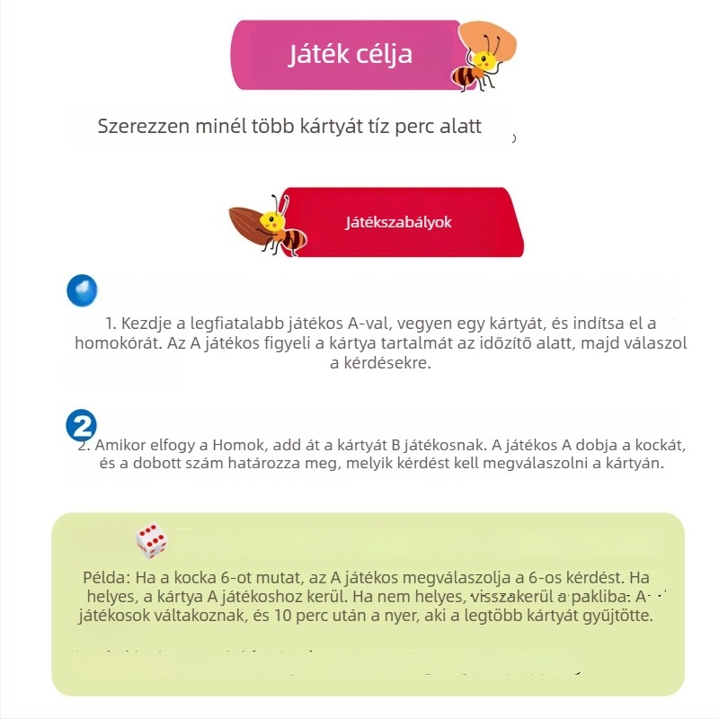 Genius Bean Társasjáték-kártyák: memória, megfigyelés, koncentráció és logikus gondolkodás; anyag: papír; 4–14 éveseknek; csomagolás: doboz