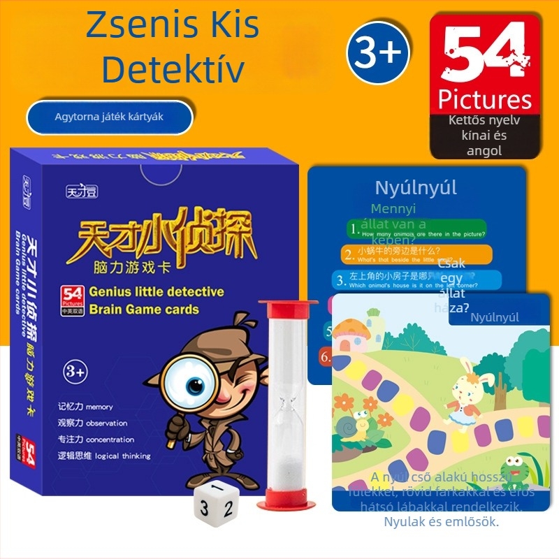 Genius Bean Társasjáték-kártyák: memória, megfigyelés, koncentráció és logikus gondolkodás; anyag: papír; 4–14 éveseknek; csomagolás: doboz