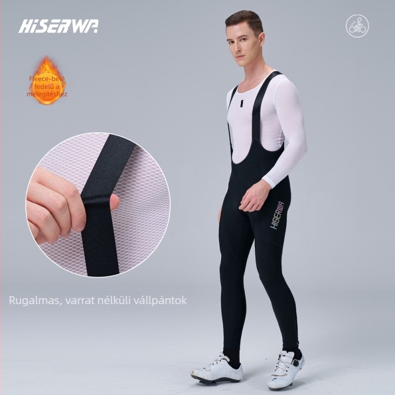 Diike Uniszex kerékpáros nadrág vállpántokkal, polár fleece téli viselet