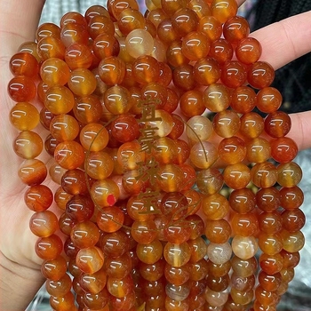Természetes piros achát kerek gyöngyök, 8 mm, DIY ékszerkészítéshez