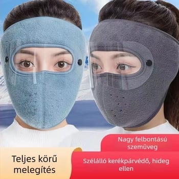 Őszi–téli teljes arcmaszk kerékpározáshoz, uniszex, fleece anyag, szélálló, hideg elleni védelem