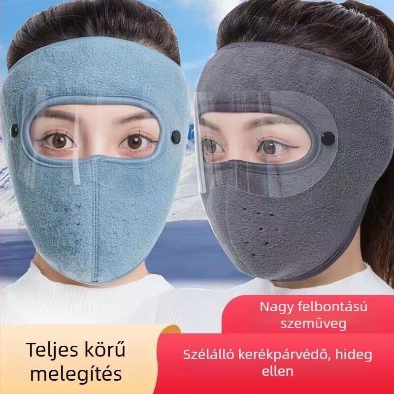Őszi–téli teljes arcmaszk kerékpározáshoz, uniszex, fleece anyag, szélálló, hideg elleni védelem