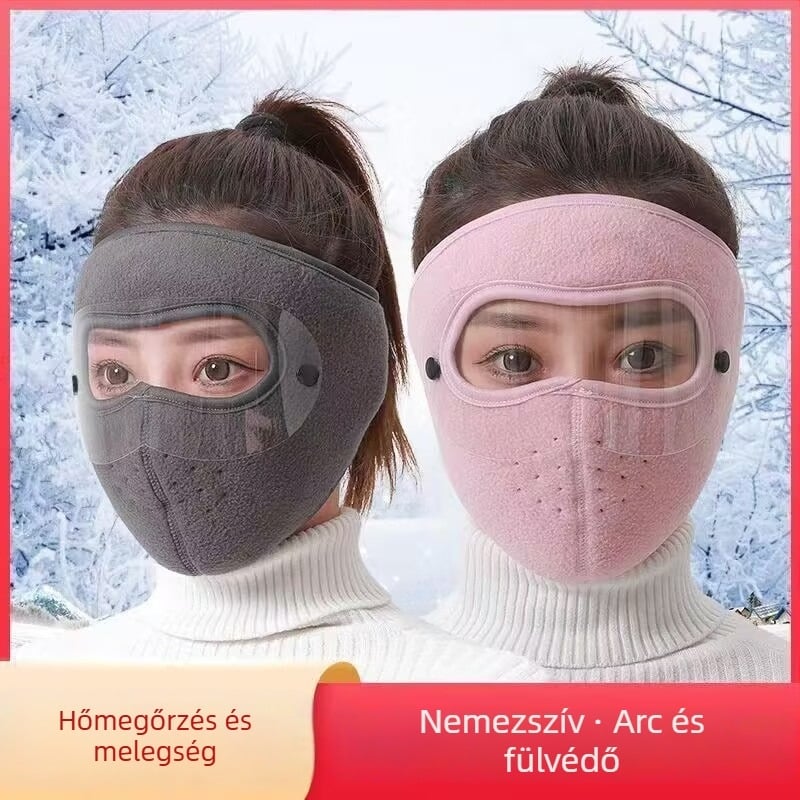 Őszi–téli teljes arcmaszk kerékpározáshoz, uniszex, fleece anyag, szélálló, hideg elleni védelem