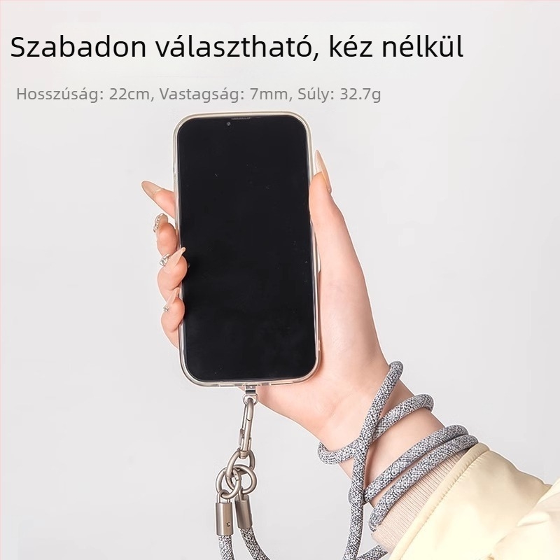 Telefonnyakpánt crossbody – 7 mm vastag poliészter, fém csattal, uniszex, logó nyomtatás elérhető