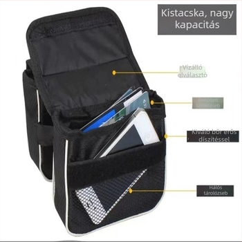 Hegyi kerékpár első felső cső táska, kanvas anyag, belső bélés, márka YX