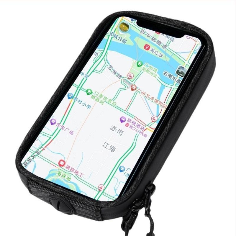 Kompakt telefon-tartó táska kerékpározáshoz és motorkerékpárhoz; navigációs táska érintőképernyővel, nylon, vízálló, 0,5 L