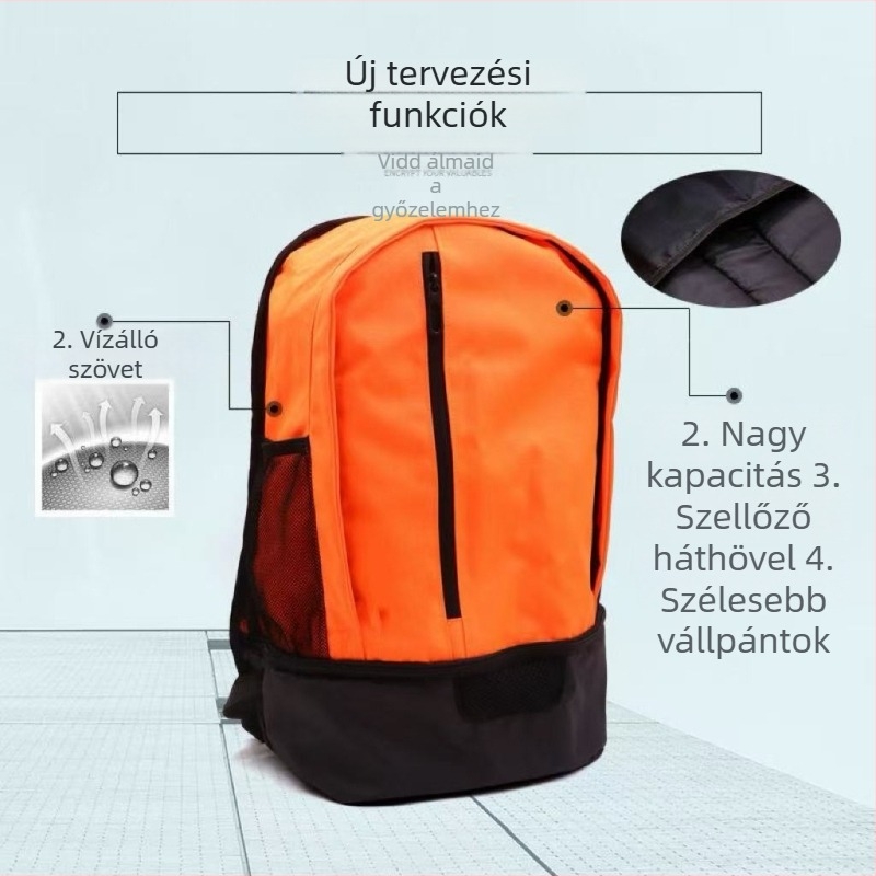 Futballhoz tervezett sport hátizsák, vízálló Oxford anyag, lélegző, bővíthető kapacitás