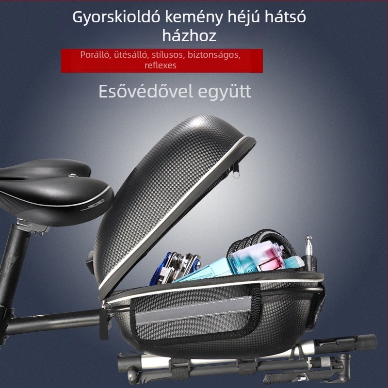 Tianqi TQ-315 kerékpár táska, nagy méretű szintetikus bőr pannier a hátsó keretre, tárolási figyelmeztető fénnyel