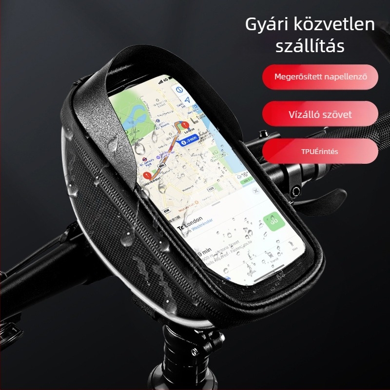 Kerékpár előtáska érintőképernyővel, vízálló, levehető – Cortex anyag