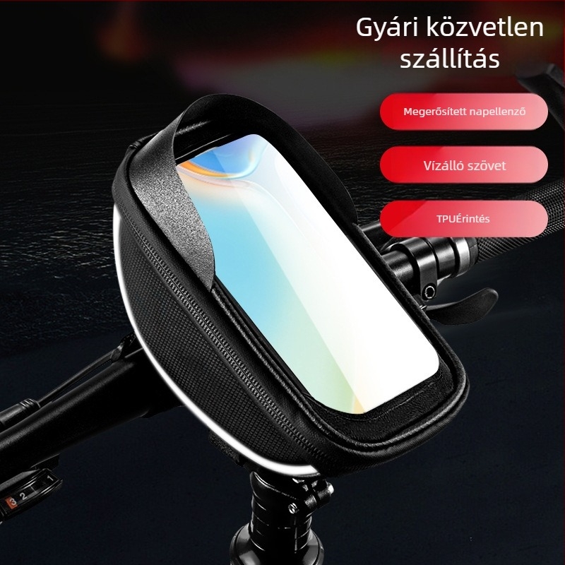 Kerékpár előtáska érintőképernyővel, vízálló, levehető – Cortex anyag