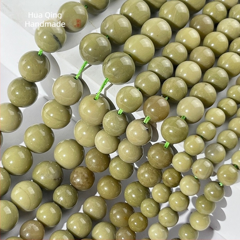 Természetes Alxa achát szabad gyöngyök, félkész, matcha színű, 10 mm, ékszerkészítéshez karkötő- és nyaklánc készítéséhez