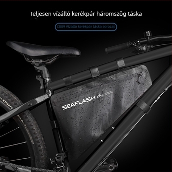 Kerékpár keret keresztcsőre illeszkedő háromszög táska, PVC, vízálló, 8L, CB11 modell