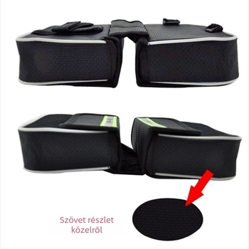 MTB első váztáska – kemény héjú, kétoldalas kialakítás, felsőcsőre szerelhető, modell 15, 600d anyag, nagy kapacitás, belső párnázás, Hebei eredet