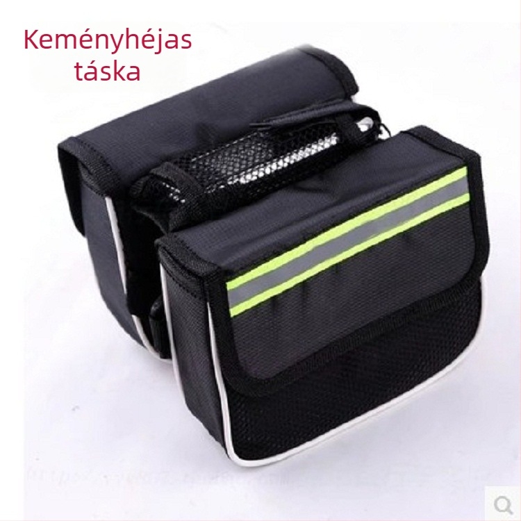 MTB első váztáska – kemény héjú, kétoldalas kialakítás, felsőcsőre szerelhető, modell 15, 600d anyag, nagy kapacitás, belső párnázás, Hebei eredet