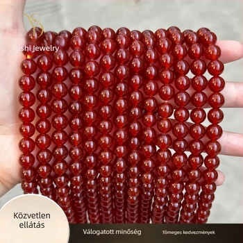 Piros achát kerek gyöngyök DIY karkötőhöz – félkész ékszerkészítő alkatrészek, méretek 2–16 mm