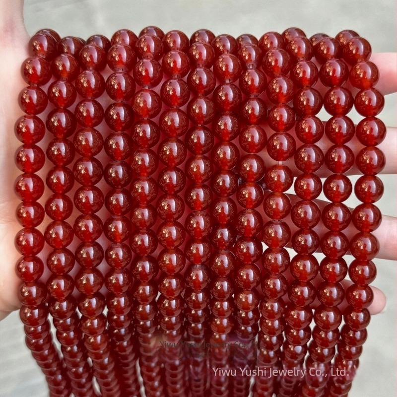 Piros achát kerek gyöngyök DIY karkötőhöz – félkész ékszerkészítő alkatrészek, méretek 2–16 mm