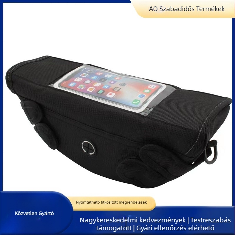 Kerékpár kormánytáska, vízálló, telefon/GPS/ pénztárca, 10L, PVC, AO-001