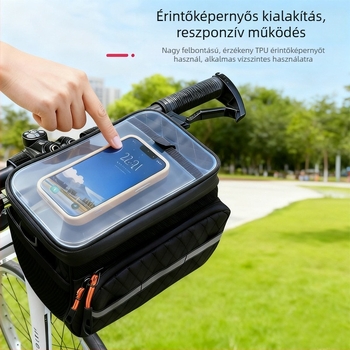 Nagy kapacitású kerékpár első táska vállpánttal, vízálló, fényvisszaverő, többfunkciós