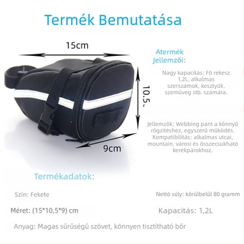Kerékpár ülés táska - poliészter, szerszám tároló, modell AYK202, TEMENA