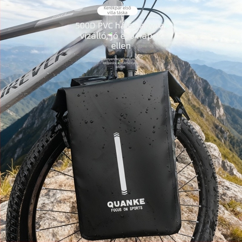 Elővillás táska mountain bike-hoz, vízálló PVC, 6 L kapacitás, csomagtartóhoz rögzíthető, önállóan leválasztható