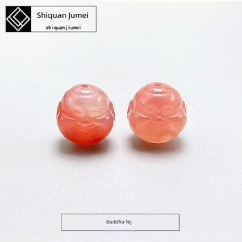 Achátból készült szabad gyöngyök Buddha-fej mintával, gömbölyű gyöngyök, gyöngyházfényű bevonat