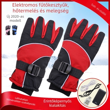 USB-fűtésű motoros kesztyű – bőr, uniszex, hímzés, színek egyeztetése, Xin Gudda