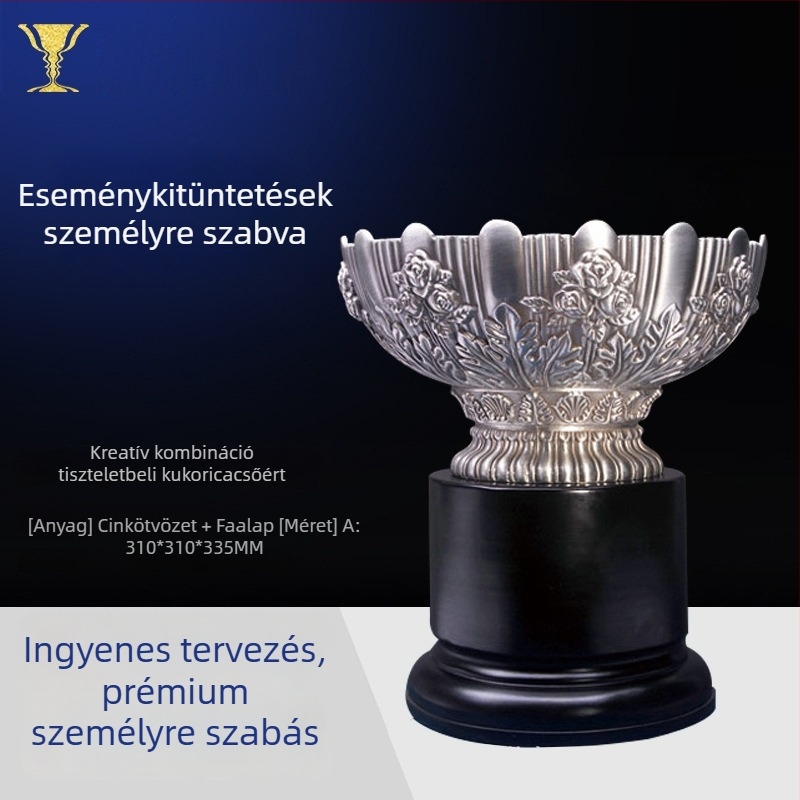 Golf trófea cinkötvözetből, geometrikus modern dizájn, testreszabható logó, emlékdíj professzionális ligához