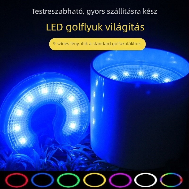 LED golflyuk fénykészlet – pohárlámpa, világítás a zászlórúdhoz és fény a célpont emlékeztetéséhez; ABS, logó nyomtatás, testreszabható